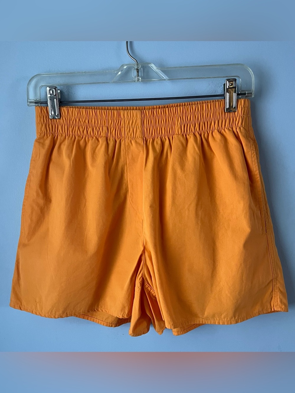 Babaton Aritzia Orange Elastic-Waist 100% Cotton Pull-On Shorts Pockets Size XS
